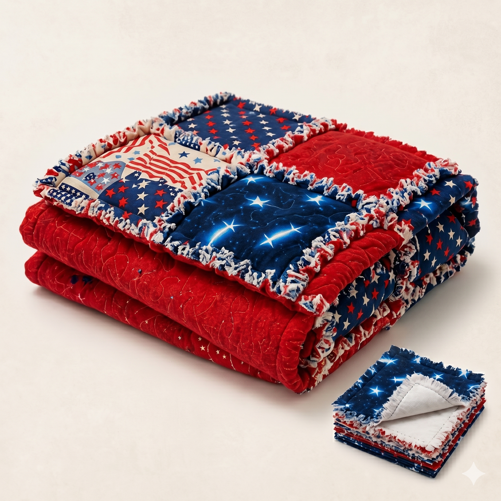 Stars & Stripes Patriotic Rag Quilt Kit - Image 2