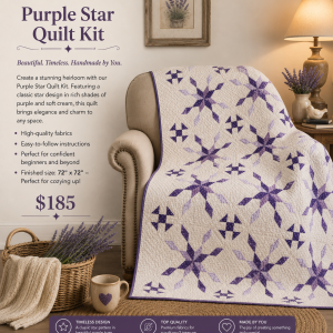 Purple Star Quilt Kit (72" x 72")